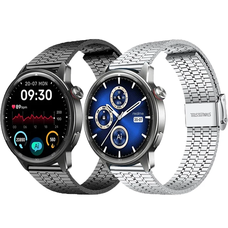 Cinturino in acciaio inossidabile da 22 mm per Realme Watch S2 cinturino in metallo per Realme Watch 3 Pro braccialetto per realme watch 2 pro cinturino