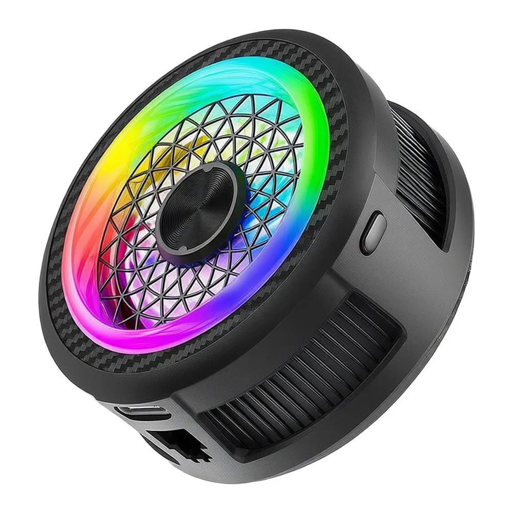 30W Magnetic Phone Cooler for Smartphones 68mm to 85mm AI Smart Cooling RGB Light Modes 3 Adjustable Speed Levels