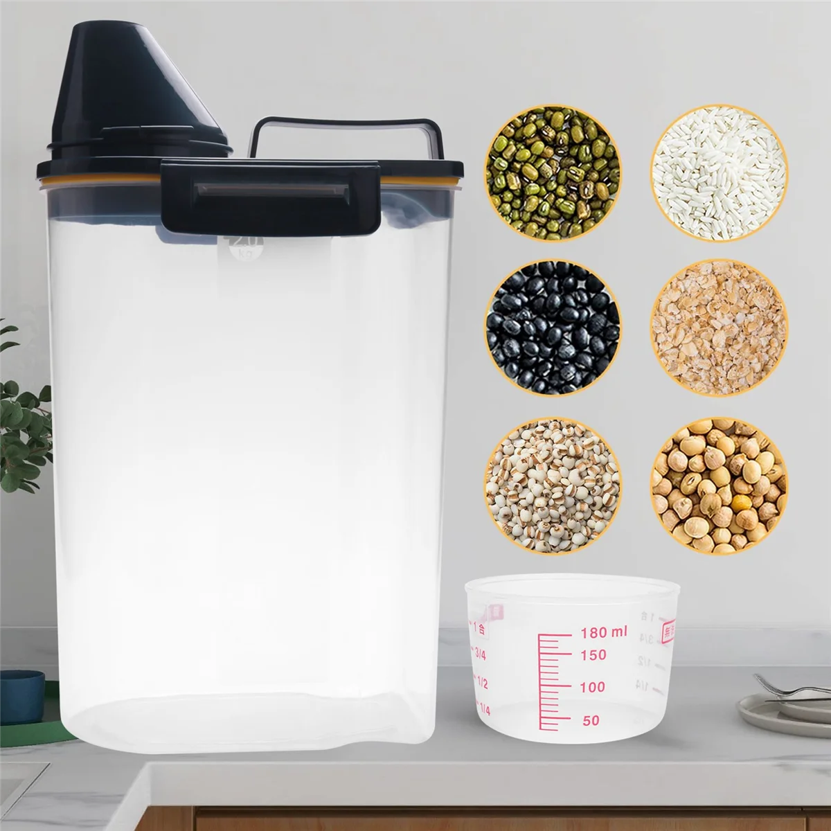 Boîte de Rangement en Plastique pour Poudre de Riz, Bac de Cuisine, Récipient pour Grains, Poudre à illant, Détergent