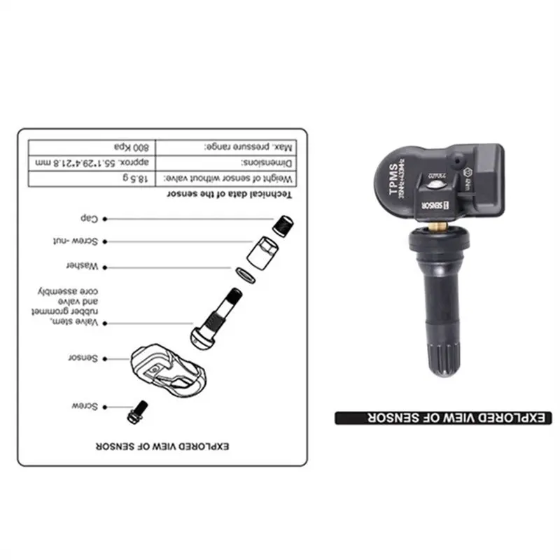 NEW HOT in Stock-TPMS Tire Pressure Sensor Monitoring 18Pcs Programmable 315MHZ+ 433Mhz 2 In 1 MX Sensor For Autel Tool TS408