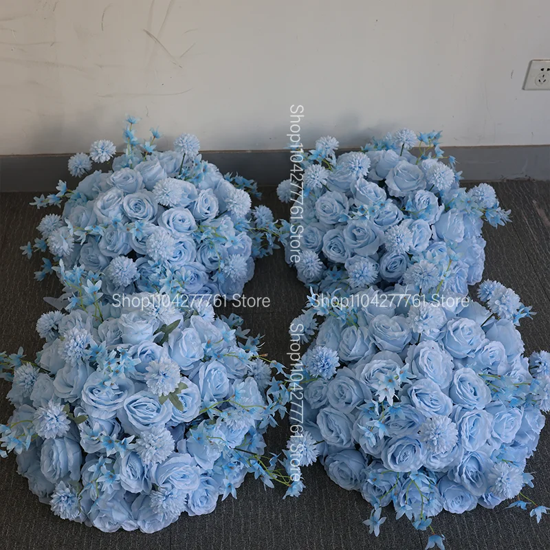 Hochzeitsdekoration: Blumen-Centerpiece, hellblaue künstliche Rosenblumenkugel, Kranz, luxuriös für Zeremonie, Empfang, Tischdekoration, Event-Hintergrund – Detail 8