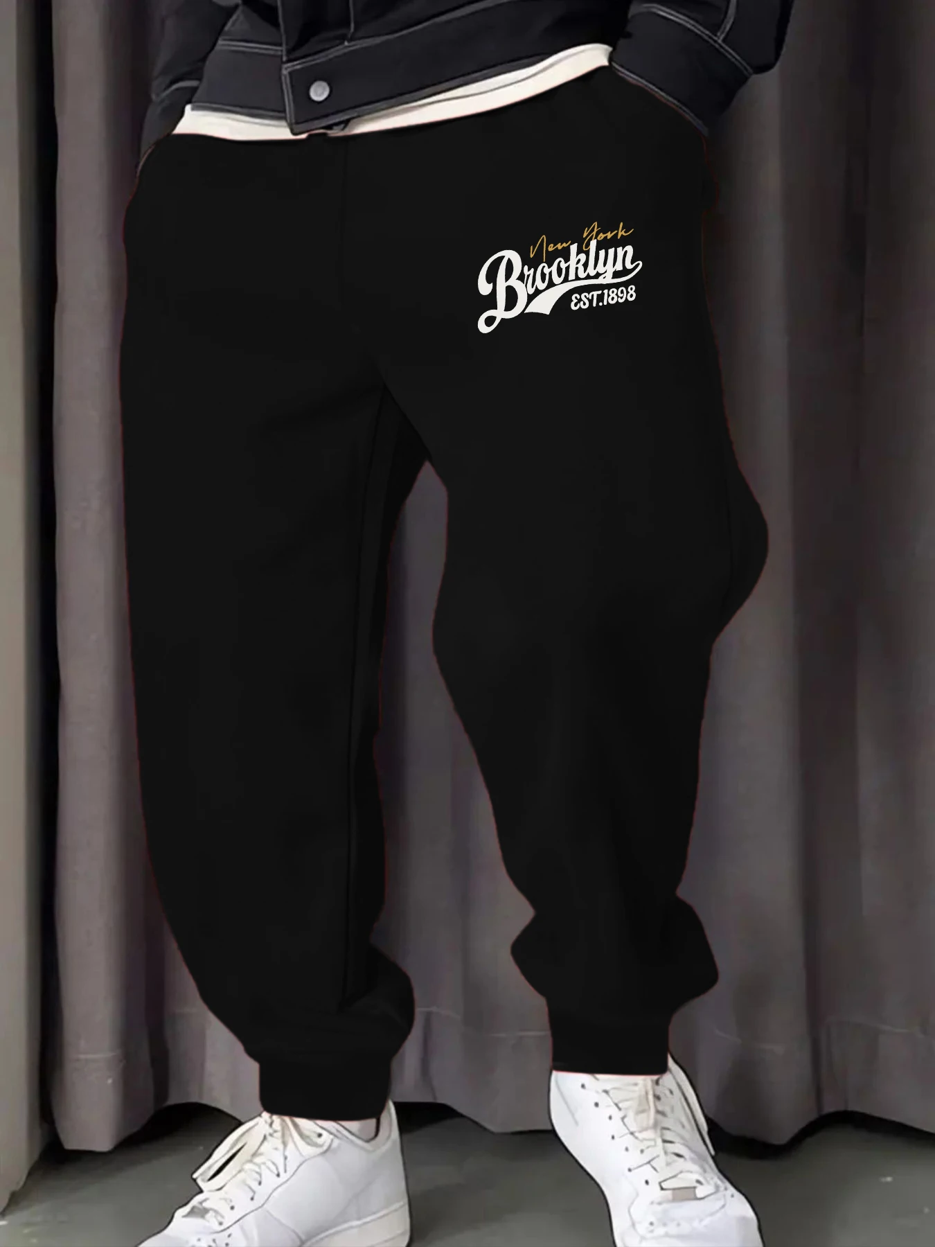 

Brooklyn New York 1898 Printing Male Sweatpants Pocket Hip Hop Trousers Comfortable Multicolor Pants Y2K Fleece All-Match Pant