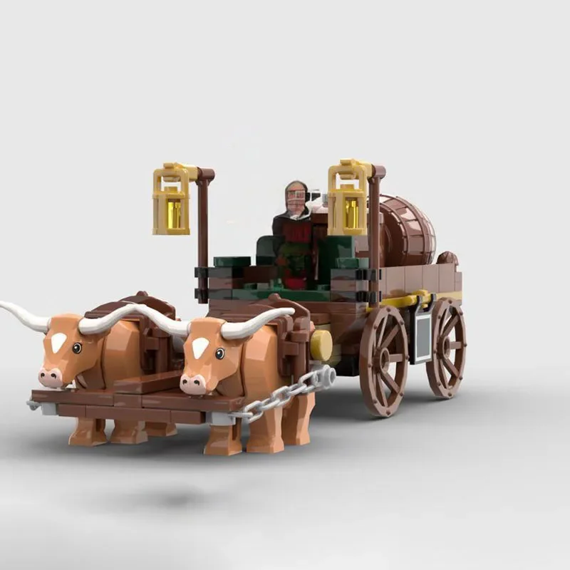 182PCS Medieval Wine Merchant's Carriage Detailed Moc Diy Education Building Blocks Birthday Toys Gift For History Enthusiasts