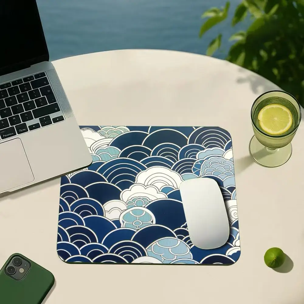 Japanese Cherry Blossom Wave Medium Mouse Pad 45X40CM Non Slip Rubber Sakura Ocean Floral Cute Office Desk Mat Computer Mousepad