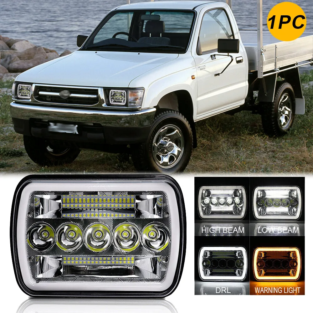 7X6 Inch 5X7 Inch LED Headlight Hi/Lo Beam With DRL Turn Signal For Toyota Hilux 1983-2004