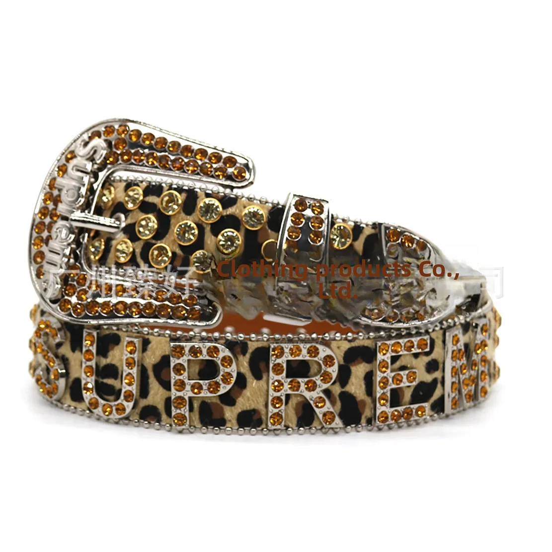 Fashionable Punk Unique Trendy Letter Embroidered Belt For Men Women Leopard Slip Belt Supreme Accessory