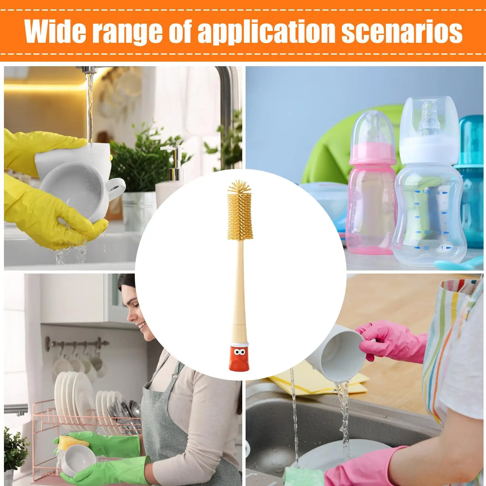 

Щетка для детских бутылочек 5-в-1, многофункциональные кухонные чашки, скруббер, инструменты, щетка для бутылочек с длинной ручкой, очиститель для чашек, крышек для соковыжималок