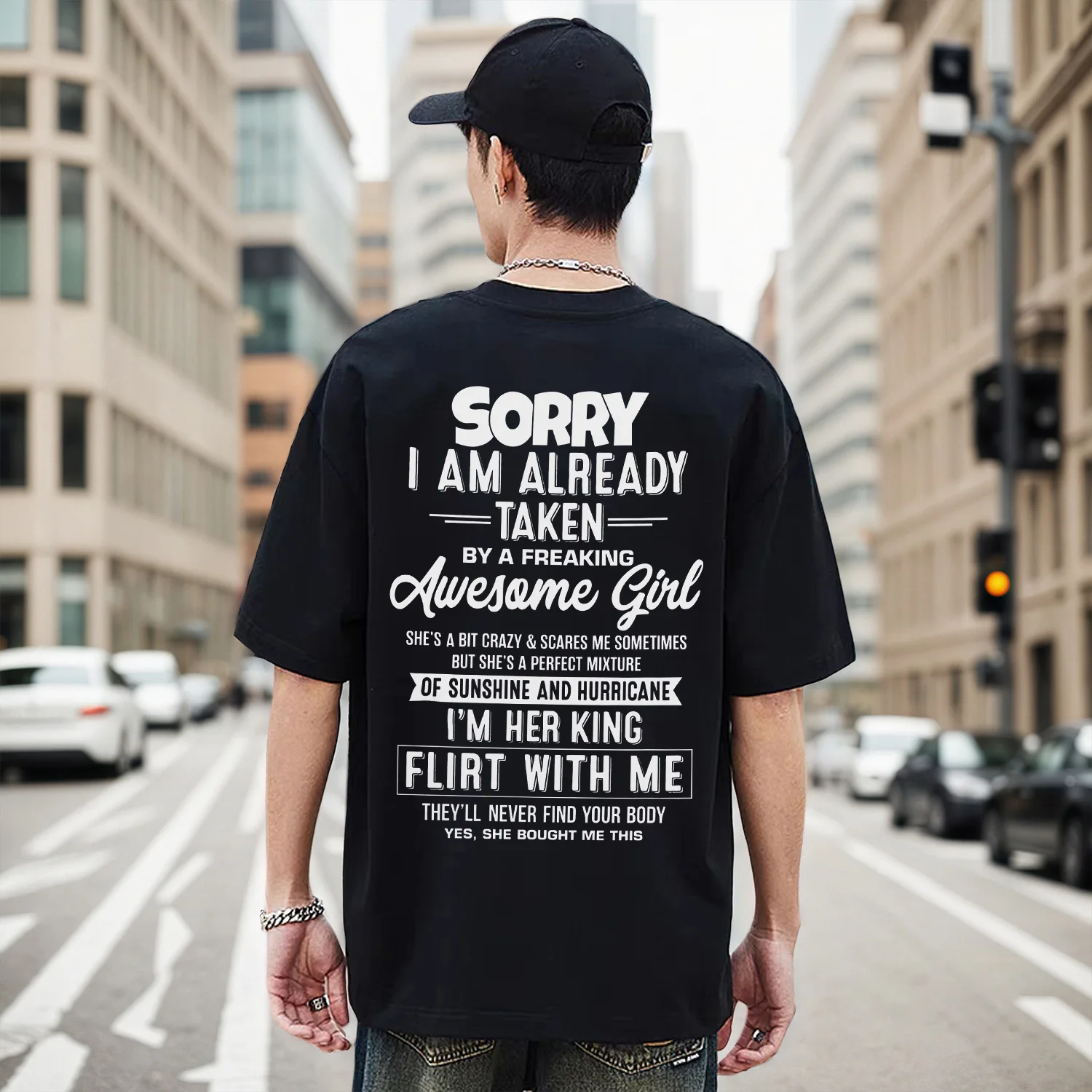 تي شيرت "معذر بالفعل" "أنا في حب فتاة رائعة" قميص رجالي قطن 100% مضحك ومسلي #1