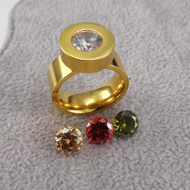 Fashion Women Austrian Crystal Rings Color Gold Stainless Steel 4 Colors Zirconia Stones Change Finger B Rings Jewelry