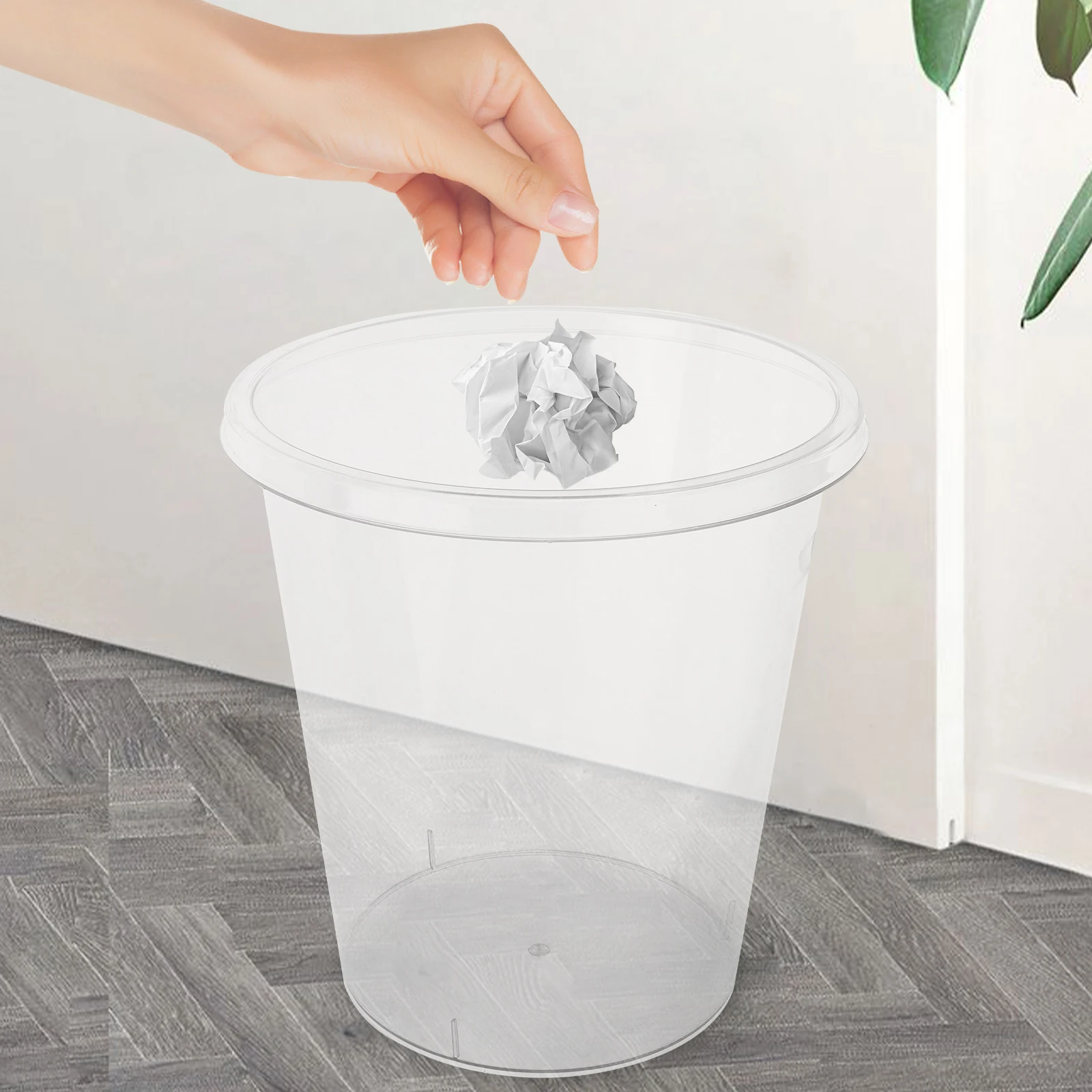 

Large Transparent Trash Can Acrylic Waste Bin Home Office Kitchen Bathroom Garbage Can Household Rubbish Container