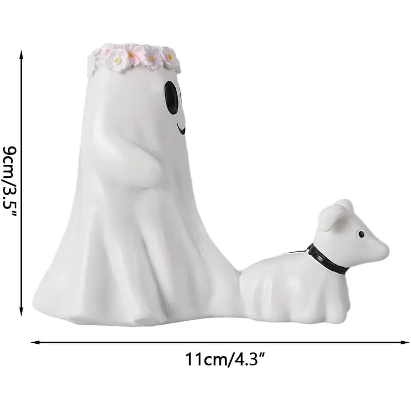 2pcs Halloween Walking Dog Statue, Fun Ghost Dog Figurine Halloween Resin Puppy Decoration for Home Party Porch