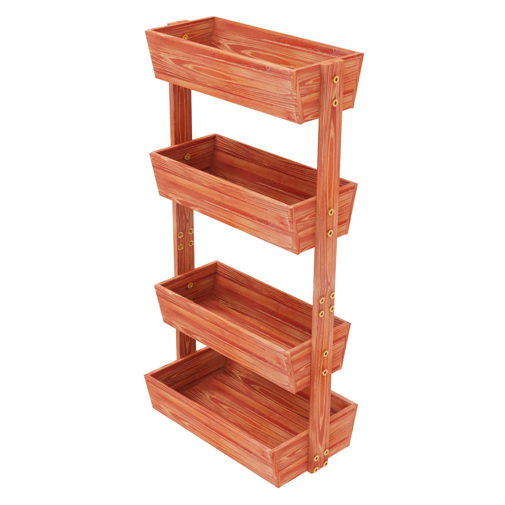 4-laags verhoogd tuinbed, dikker massief houten verticale tuin verhoogde plantenbak, afneembare container