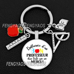 French Merci Professeur Keychains Gifts for Teachers Key Ring Graduation Thanks Gift for Professor