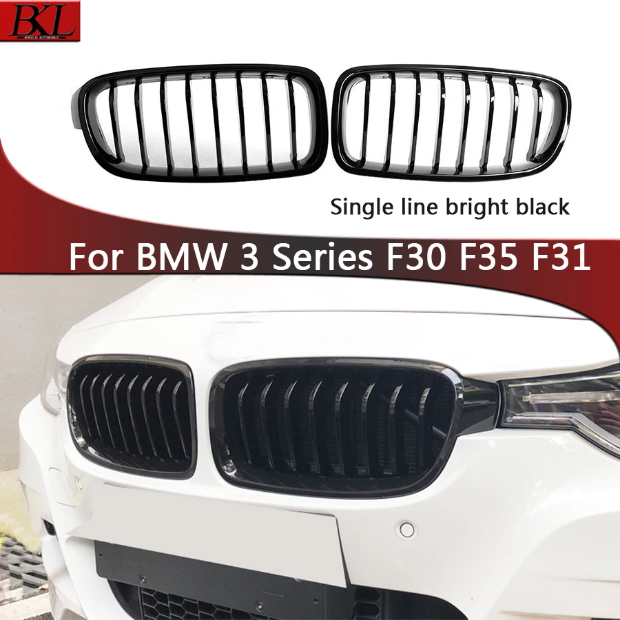 

For BMW 3 Series F30 F35 F31 320i 2012-2019 Kidney Grille Glossy Black ABS M Style Color Plastic Front Bumper Auto Decor Grill