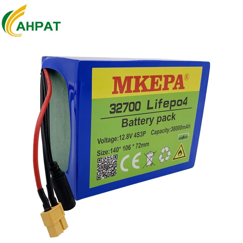 Lifepo4 Battery Pack 32700 4S3P 12.8V 38000mAh 4S 40A 100A Balanced BMS for Electric Boat and Uninterrupted Power Supply 12V