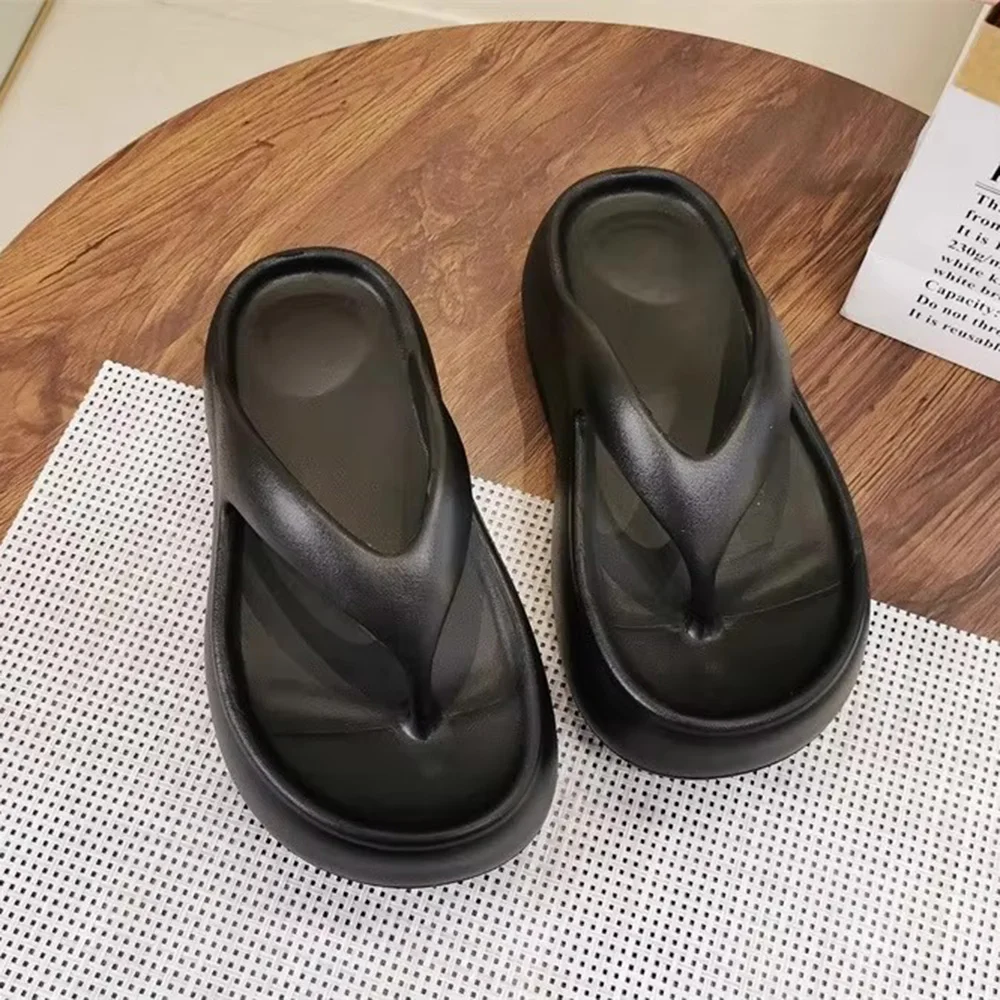 

Летние шлепанцы из ЭВА на толстой подошве для женщин, нескользящие сандалии на платформе, женские модные уличные тапочки с застежкой на носок, мягкие пляжные шлепанцы