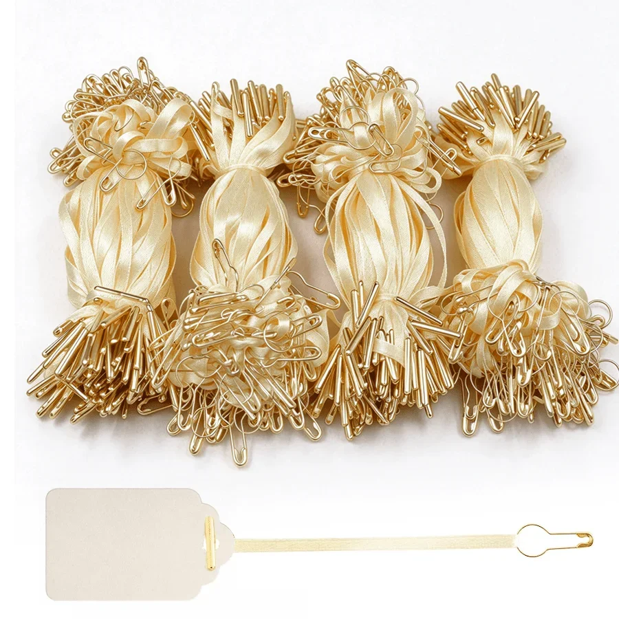 100/200pcs Hang Tag String with Gourd Pins Ribbon Price Tag Fasteners for Clothing Jewelry Gift Wrapping Retail Merchandise XJM