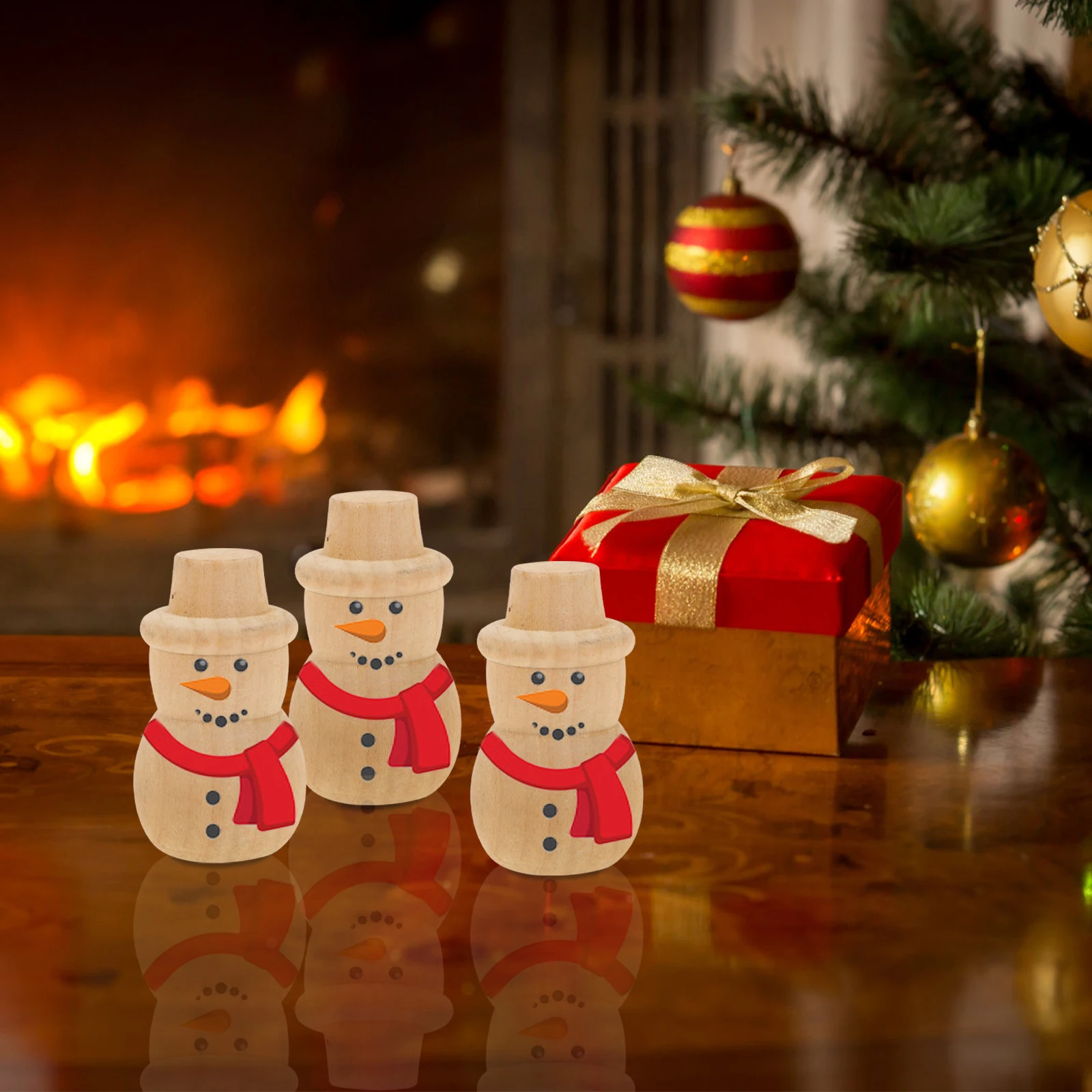 

10 Pcs Snowman Ornaments DIY Wooden Crafts Kids Decor Christmas Tree Painting Smooth Projects Handmade Sewing