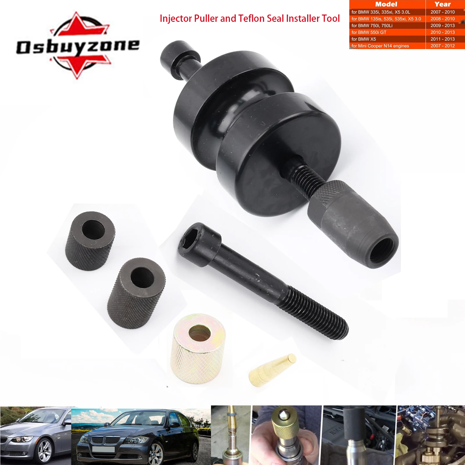 

Juego de Herramientas para Extraer Inyectores e Instalar Sellos de Teflón, Compatible con Motores Diésel BMW N14 N18 N54 N63, Re