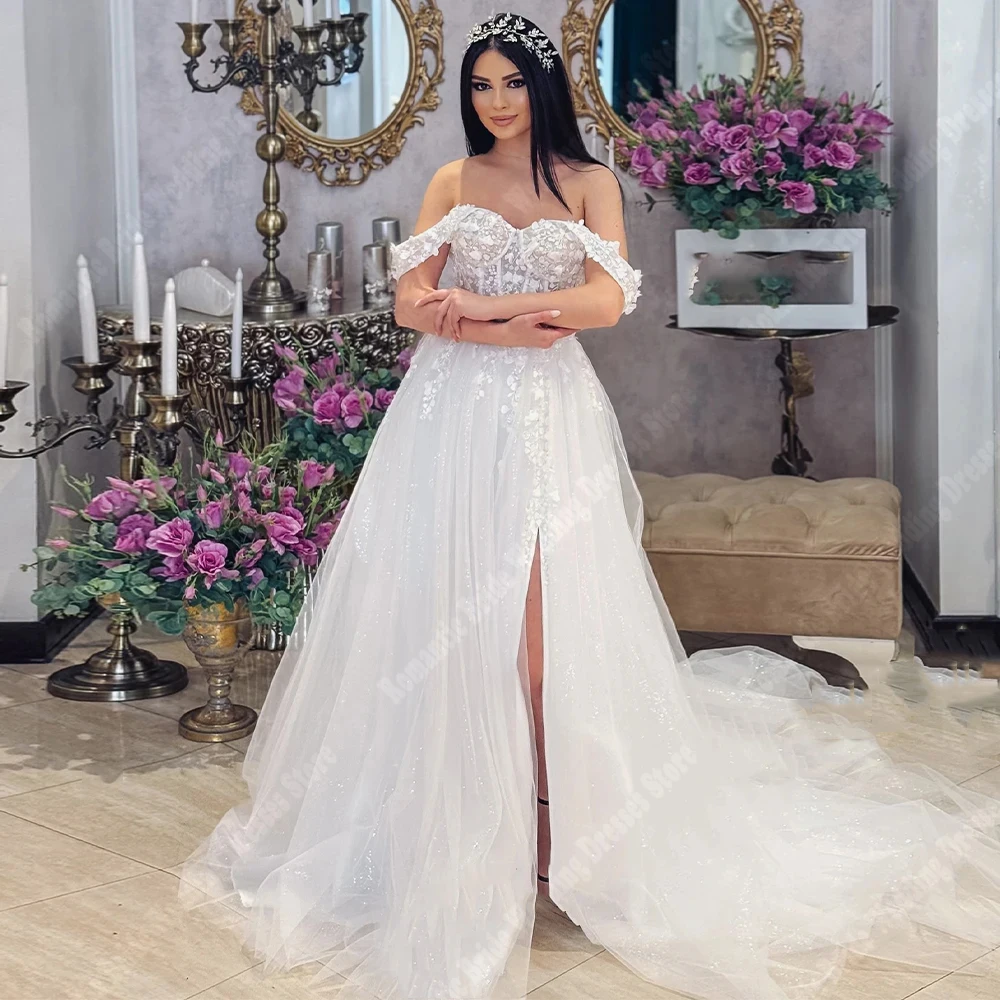 

Elegant Women Wedding Dresses Off The Shoulder A-Line Bridal Gowns Mopping Length Princess Engagement Banquet Gowns Customized