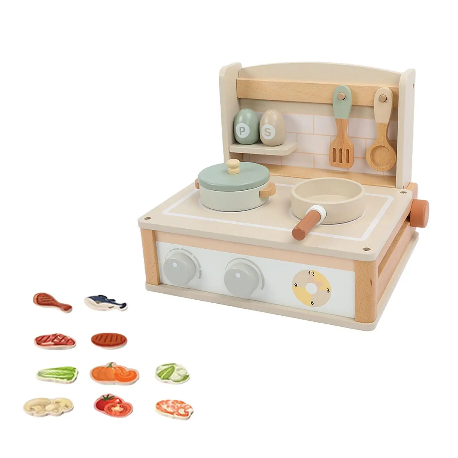 مجموعة ألعاب المطبخ الخشبية مع مجموعة ألعاب المطبخ والطهي في الأماكن المغلقة والخارجية وإكسسوارات أواني الطبخ للأطفال الصغار #2