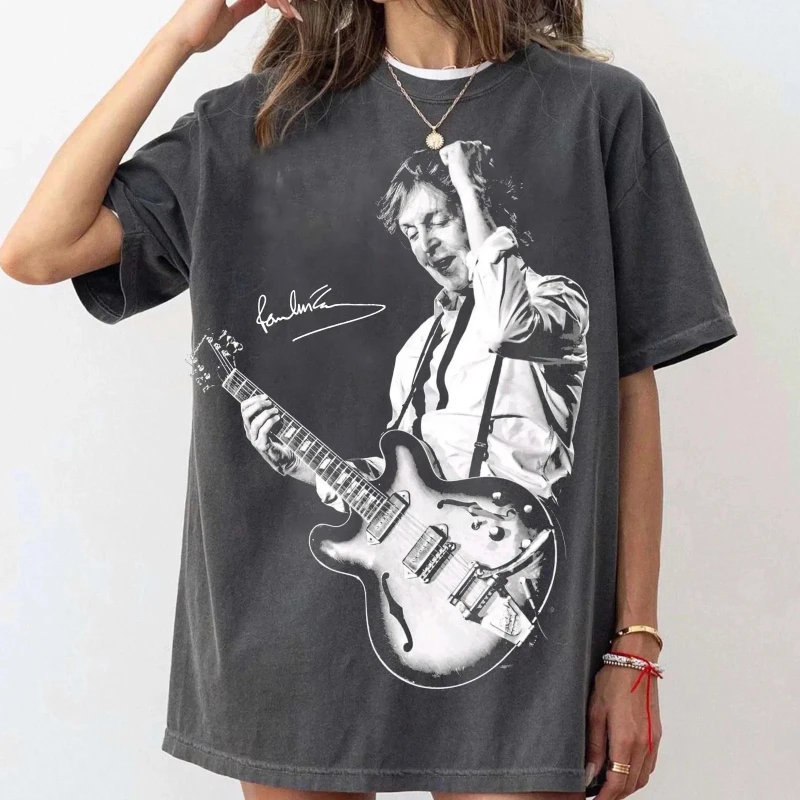 Camiseta Vintage americana de Paul McCartney Tour, camiseta con póster Vintage de arte Beatles, novedad de verano, camiseta para hombres y mujeres, ropa de calle