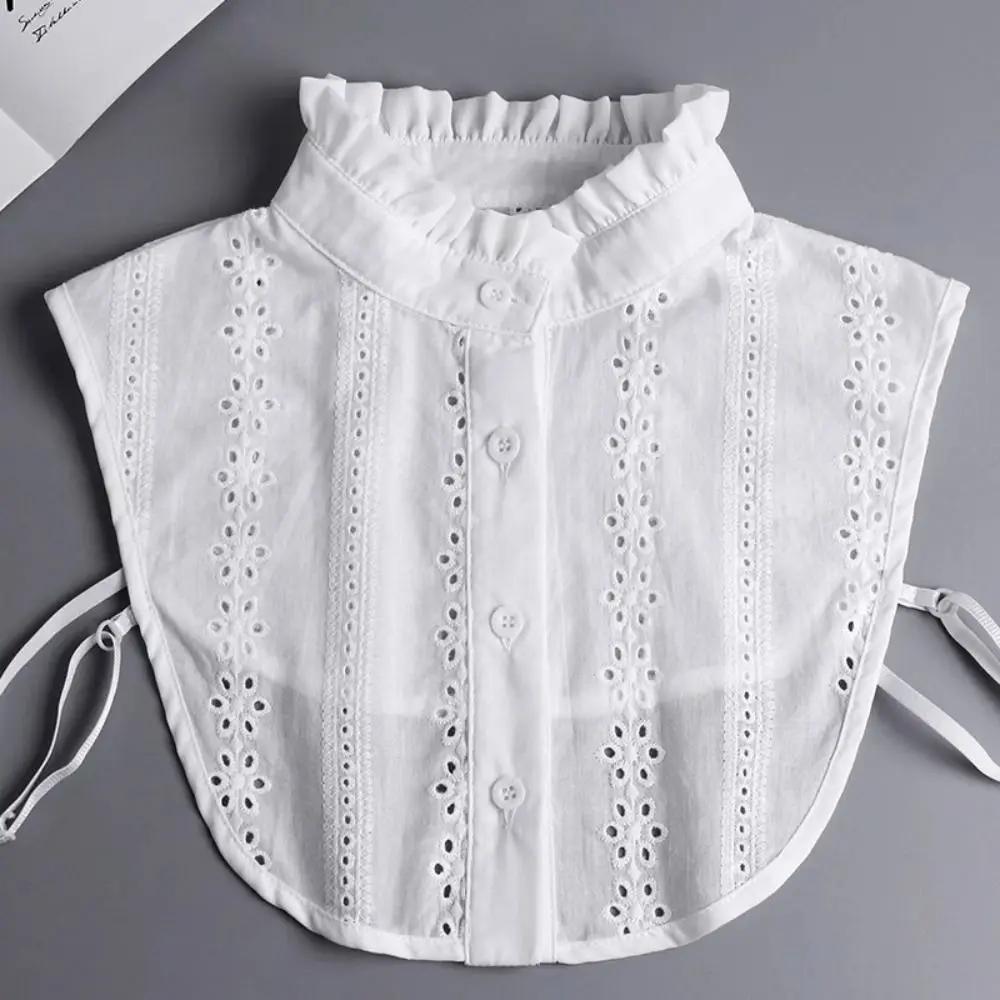 All-match White Detachable Fake Collar Black Hollow Out Adjustable Neckline Stand Collar Jacquard False Blouse Collar Women