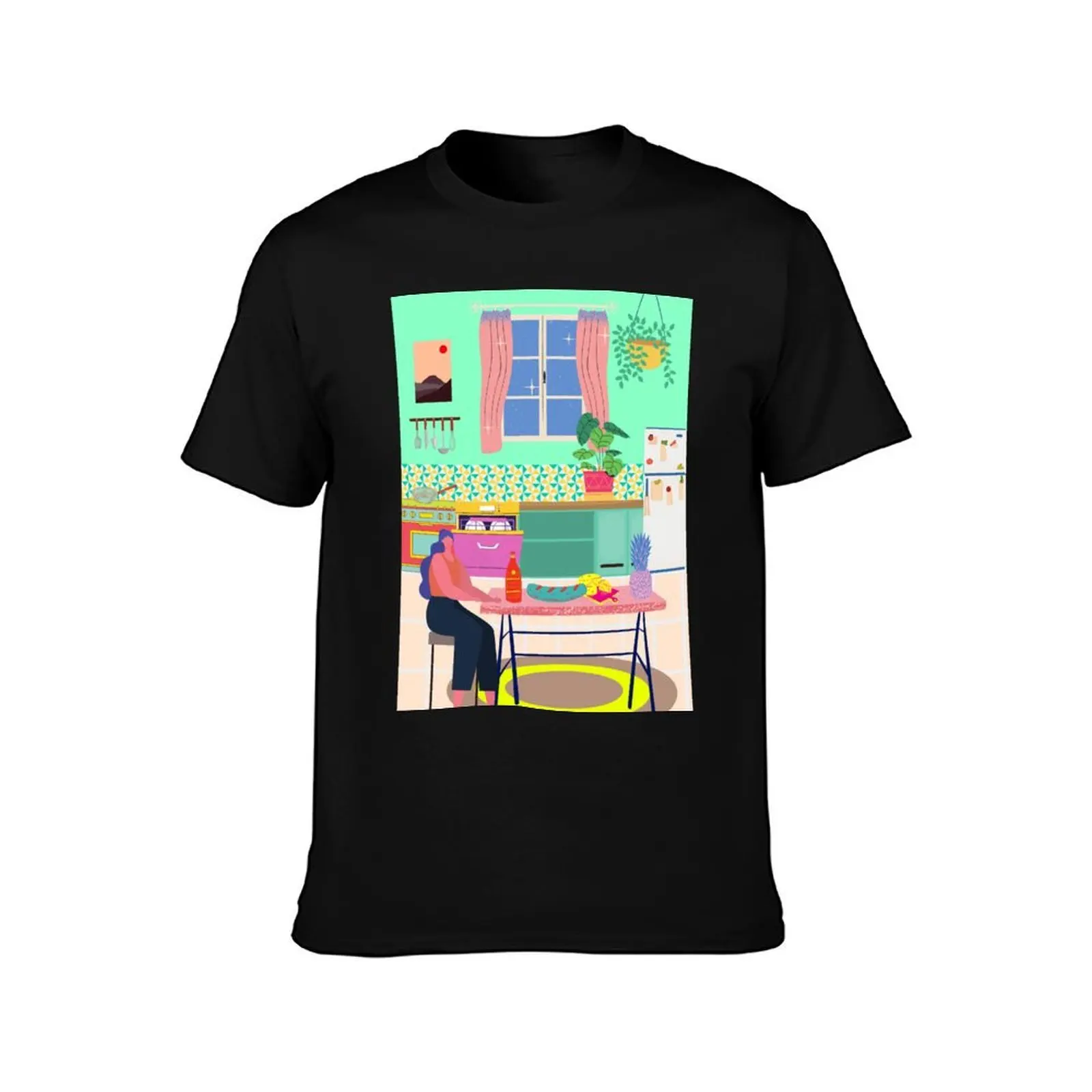 Paradise House Kitchen T-Shirt, Summer Casual Cotton Tee, Oversized Streetwear Tops, Vintage Graphic Print, Unisex Men Women