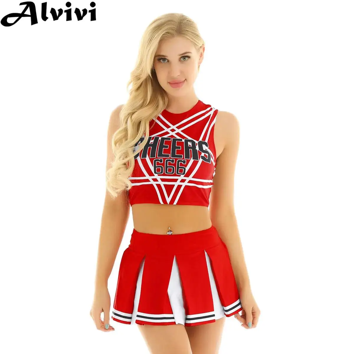 

Женский танцевальный наряд для черлидинга, укороченный топ без рукавов с мини-плиссированной юбкой, униформа поддержки для вечеринок, спортивных встреч, выступлений