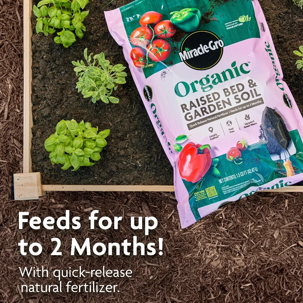 Miracle-Gro Organic Raised Bed & Garden Soil, 1.5 Cubic Feet