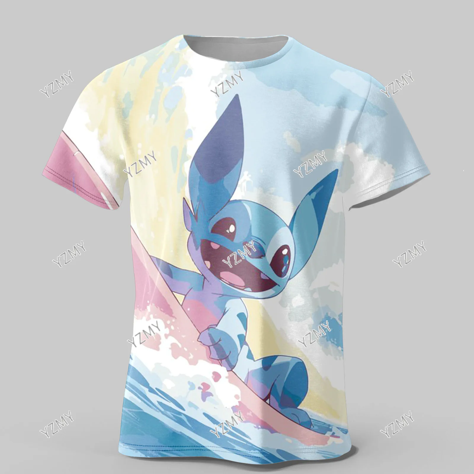 2024 Summer Disney Boys Girls Stitch 3d Print T Shirts Baby T-shirts Short Sleeves Cartoon Children Kids Stich Clothes Tees Tops