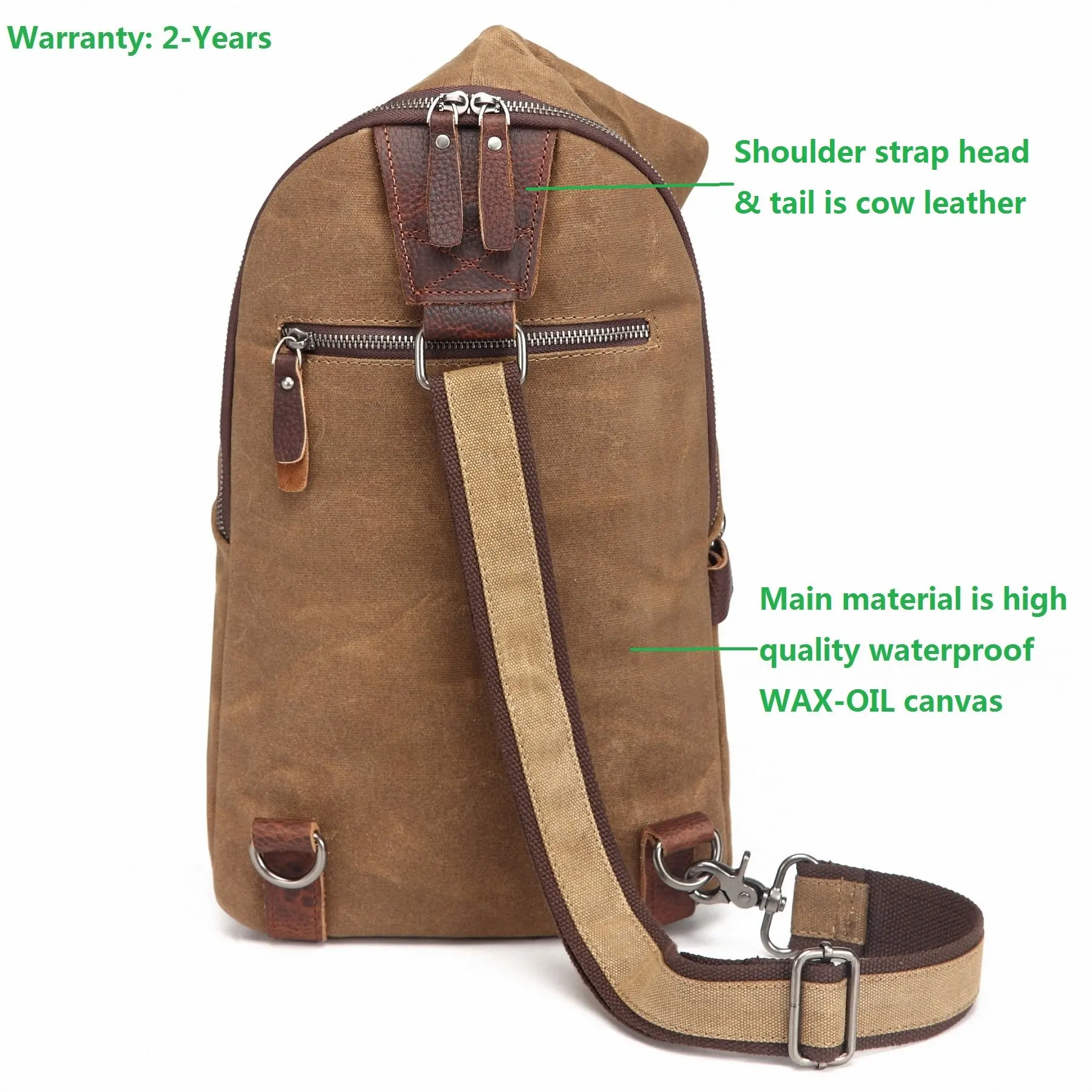 Unisex Sling Backpack Waxed Canvas Crossbody Bag 10 Liters