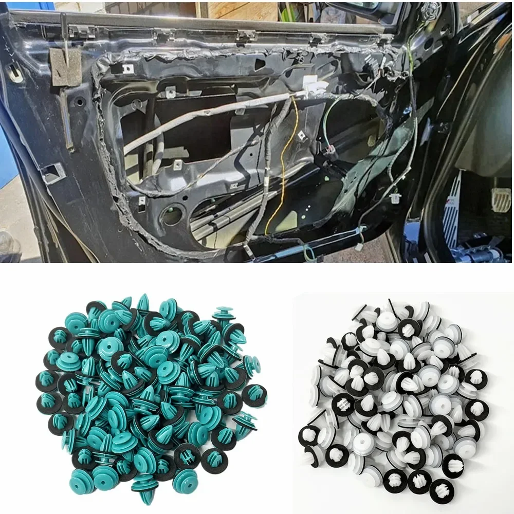 

100PC Door Panel Clip with Seal Ring Fastener Rivet Bumper Clip Retainer for BMW E34 E36 E38 E39 E46 M3 M5 Z3 X5 Car Accessories