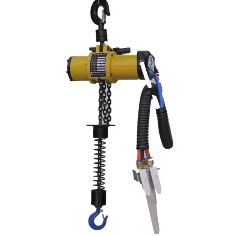 100kg Single Chain High Safety Air Powered Chemical Proof Chain Hoist 1T 3T 5T 10T Overload Protection Remote Control