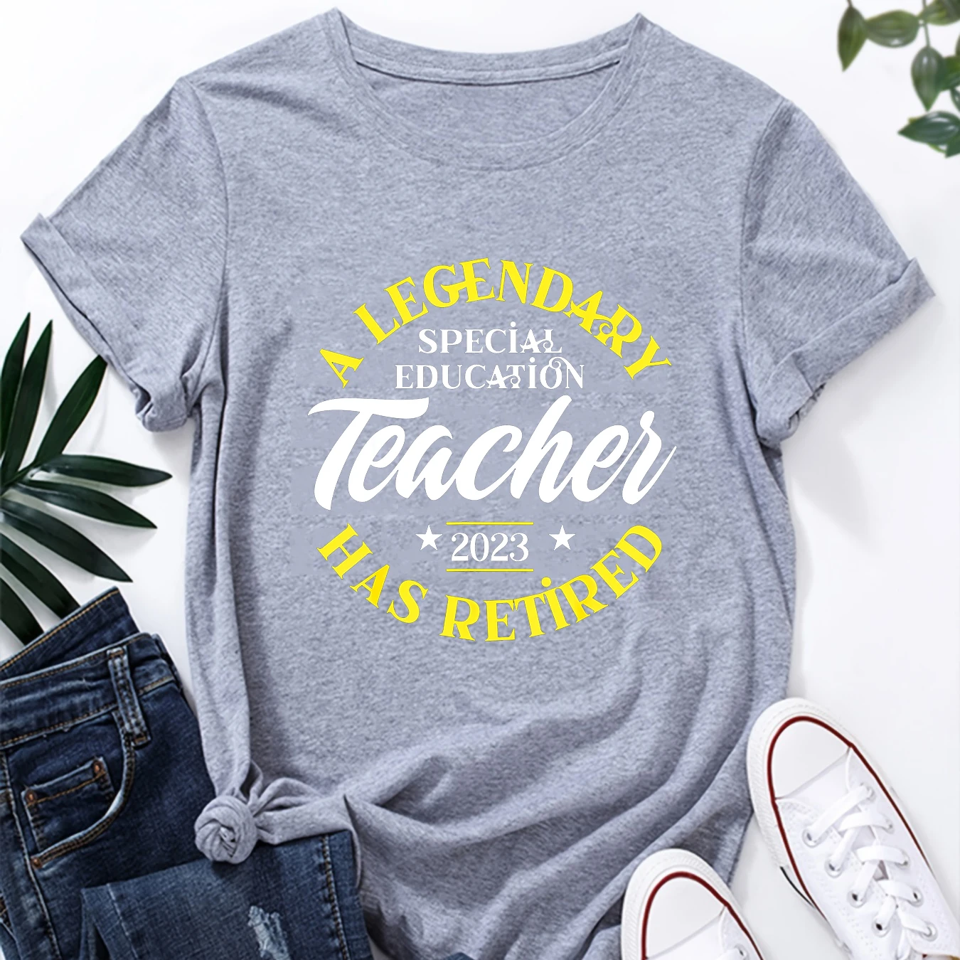 Legendary Special Education Teacher Retired Print T-Shirt Fashion women Team Short-Sleeved Round Neck TShirt Tops Oversized Tee