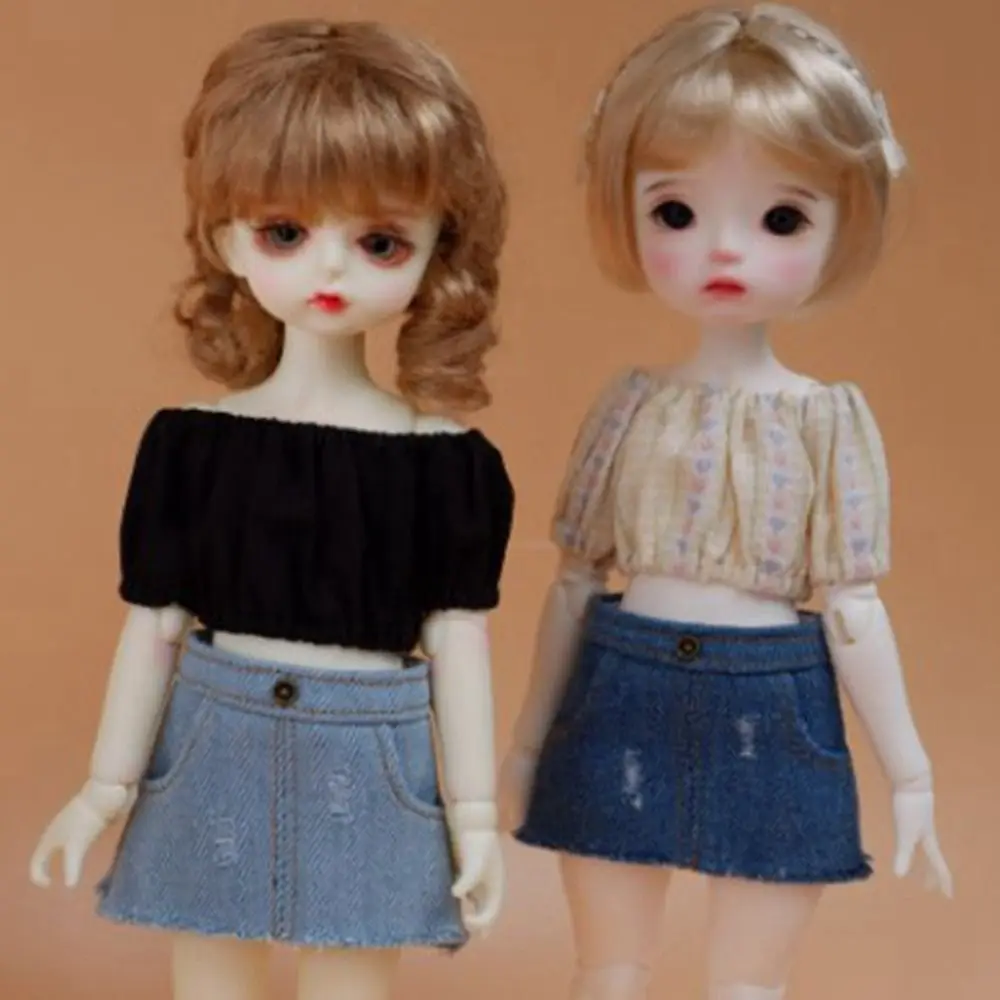 Chemise plissée élastique à épaules dénudées, Mini princesse mignonne, hauts polyvalents quotidiens décontractés pour poupée 1/4 1/6 BJD 30/45cm