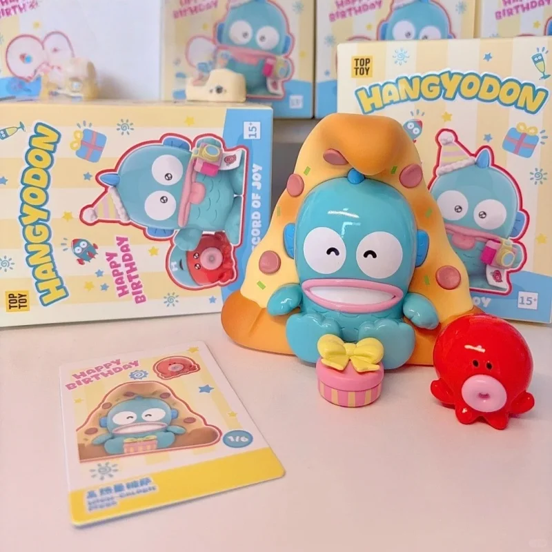 Sanrio Sirena Henton Ugly Fish Happy Birthday Series Scatola cieca periferica Ornamenti giocattolo alla moda Regali carini dei cartoni animati