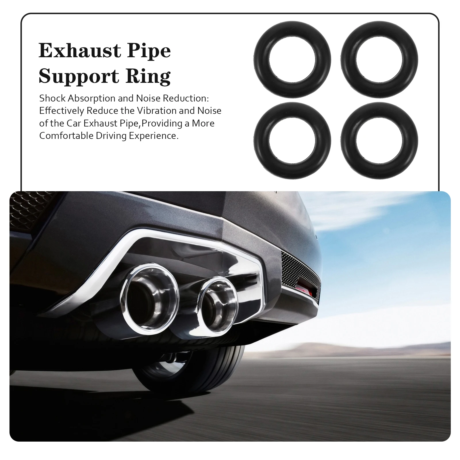 

4 Pcs Exhaust Pipe Hanger Black Universal Rubber Mount Vibration Noise Reduction Durable Silicone Material Wide