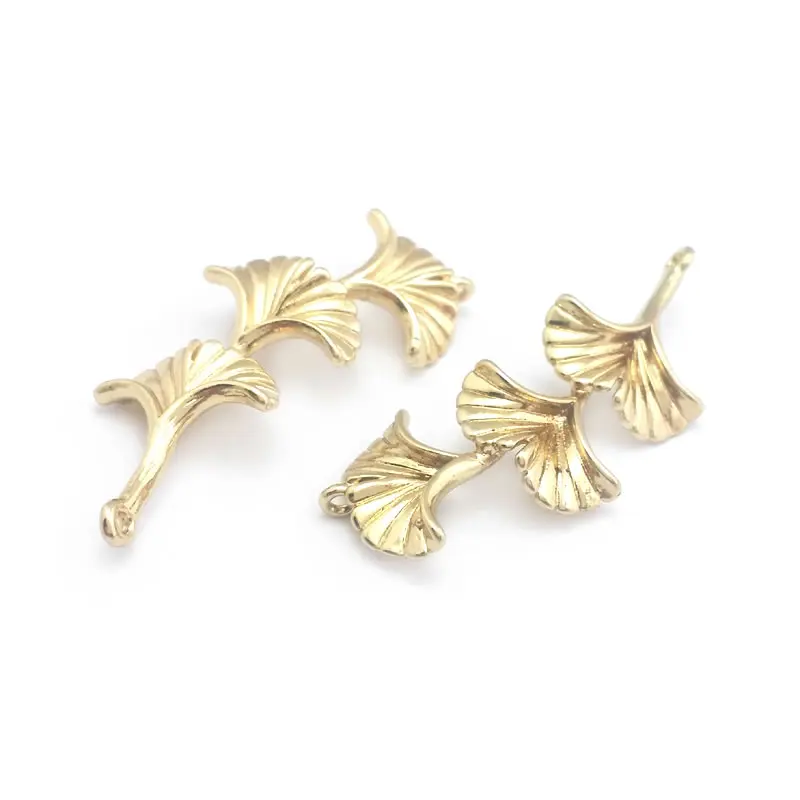 10PCS 18K Gold Color 2 Holes Ginkgo Leaves Connect Charms Pendants High Quality Necklace Accessories Rosediy official-website