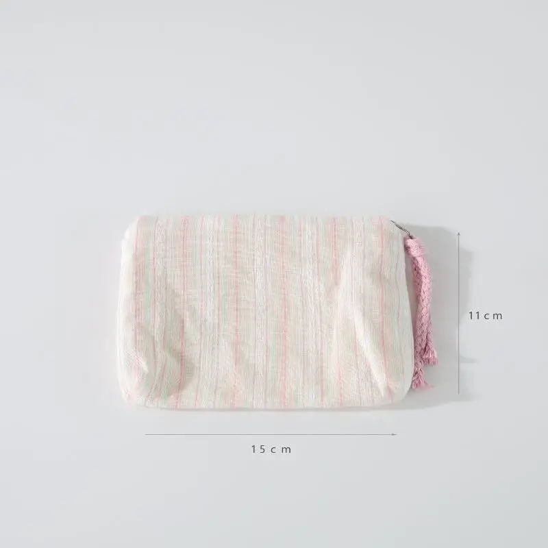 Rosa gestreifte Damen-Make-up-Tasche, niedliche Geldbörse, Mini-Kosmetiktaschen, tragbare Aufbewahrungstasche für Schlüssel, Kopfhörer, Lippenstift, Münzbörse – Detail 4