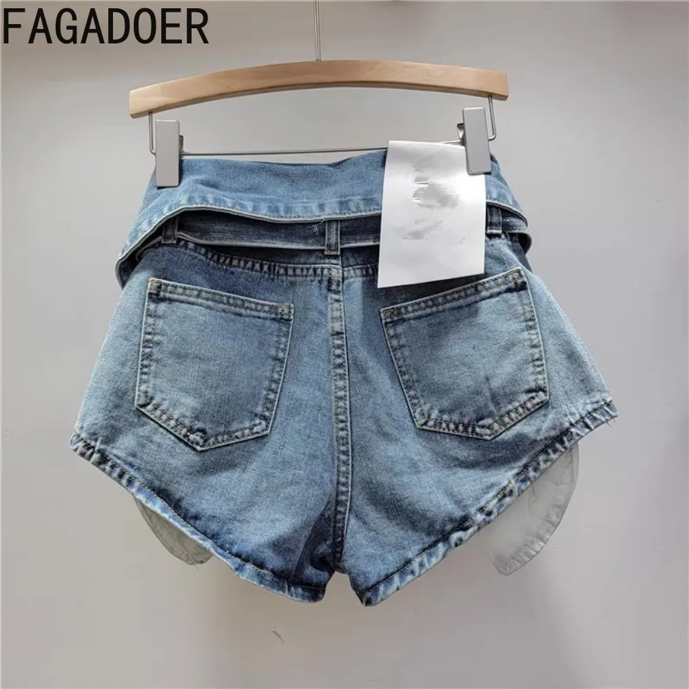 FAGADOER-Short en Denim pour Femme, Taille Haute, Rétro, Troué, Slim, Jean, Assressenti, Bas de Cowboy, Nouvelle Collection Été 2024