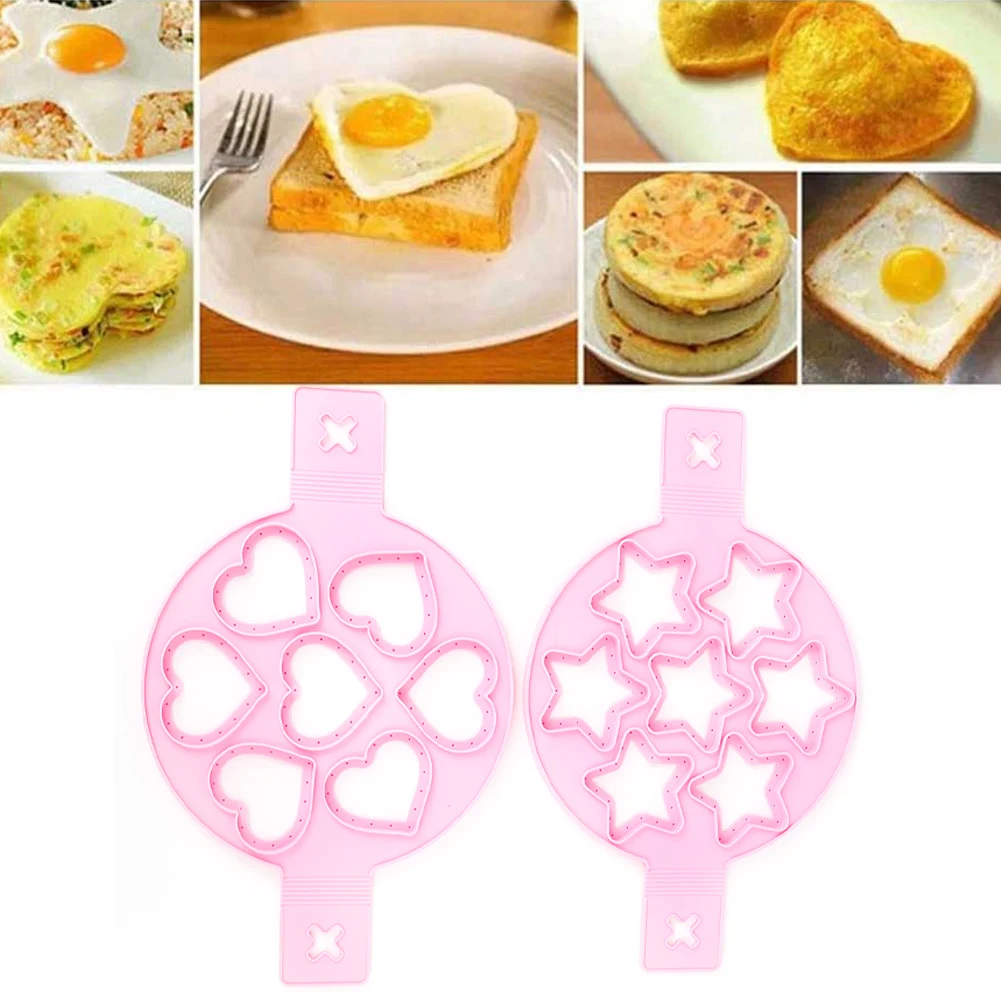 

2Pcs Silicone Non-Stick Eggs Pancake Molds with Heat-Resistant Handles Reusable DIY Baking Tools for Breakfast Mini Muffins