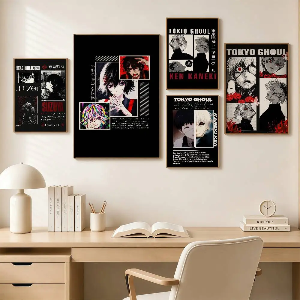 Anime T-tokyo Ghoul Posters Wall Art Retro Painting Home Room Cafe Club Dorm Wall Decor