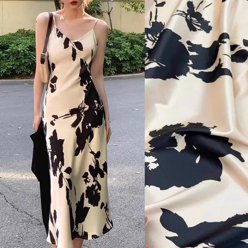 

140CM Wide Elastic Elegant Twill Silk Fabric for DIY Sewing 95% Silk 5% Spandex Fabric for Summer Dress Pajamas Pants R2362