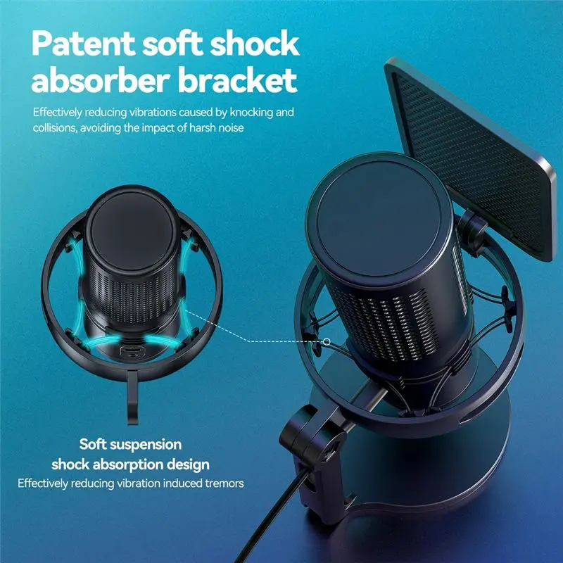 AA60 Professional Condenser Gaming Microphone RGB USB Wired Mic for PC Laptop Computer Podcast Gamer Karaoke