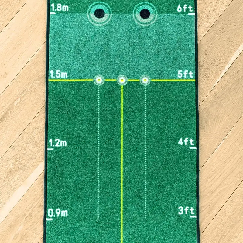 VIKAMA Indoor Golf Putting Mat Multi Hole Distance Scale Non Slip Portable Training Rug Mens Gift Home Office Decor Mat