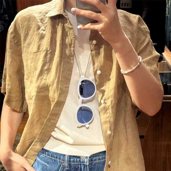 

Весна-лето 2022, новинка Sle Linen Button up ort Sve irt Collar ket с вышивкой, чистый цвет, ретро, деньги irt