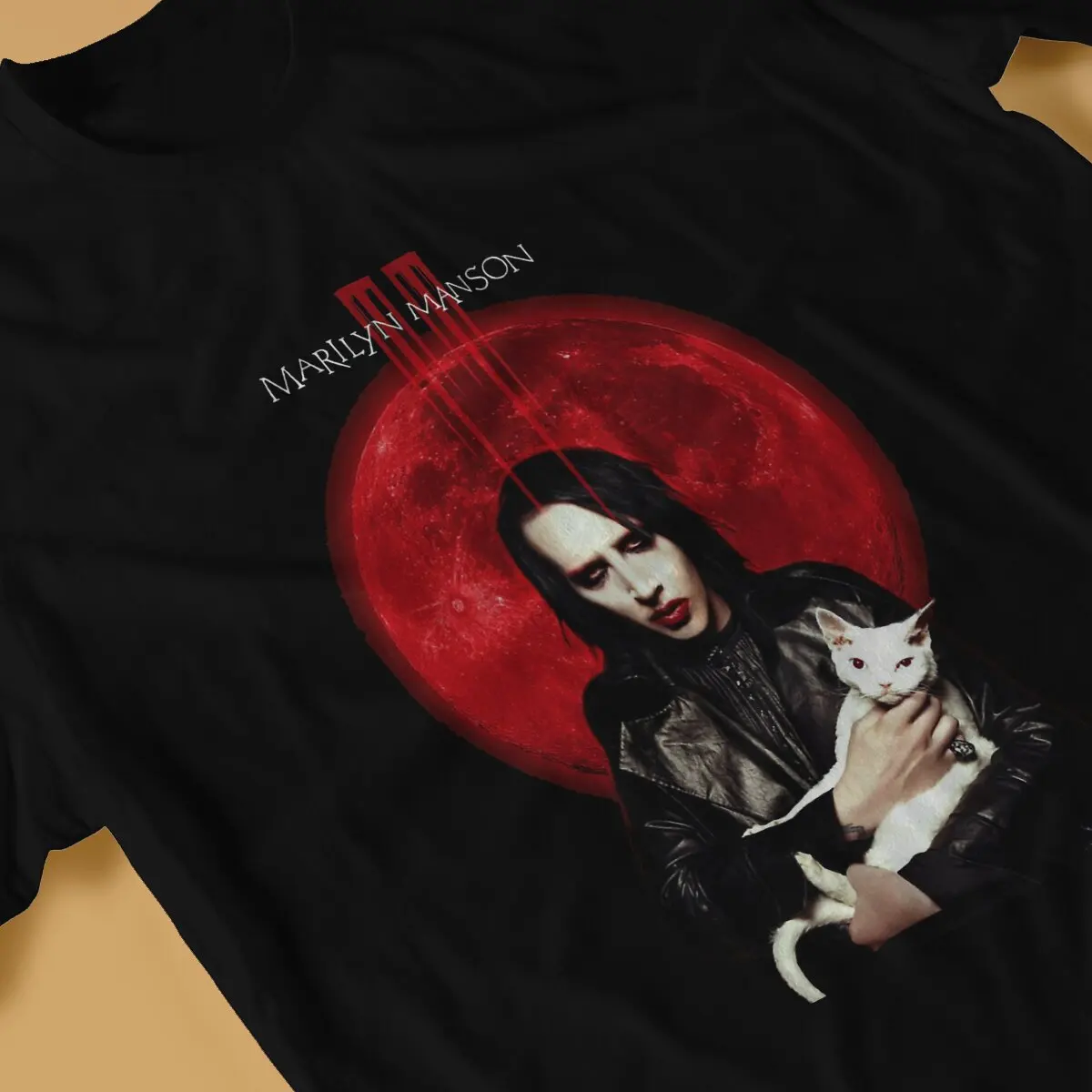 Funny Meong T-Shirts for Men O Neck 100% Cotton T Shirts Marilyn Manson Short Sleeve Tees Summer Clothing