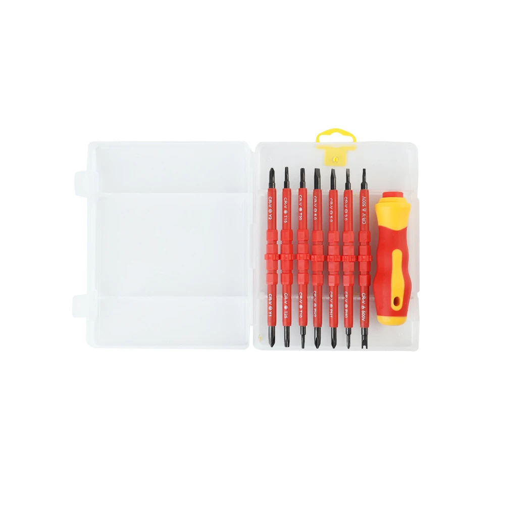 

8pcs Insulated electrician screwdriver high hardness set household magnetic cross word shaped plum blossom hexagonal screwdriver