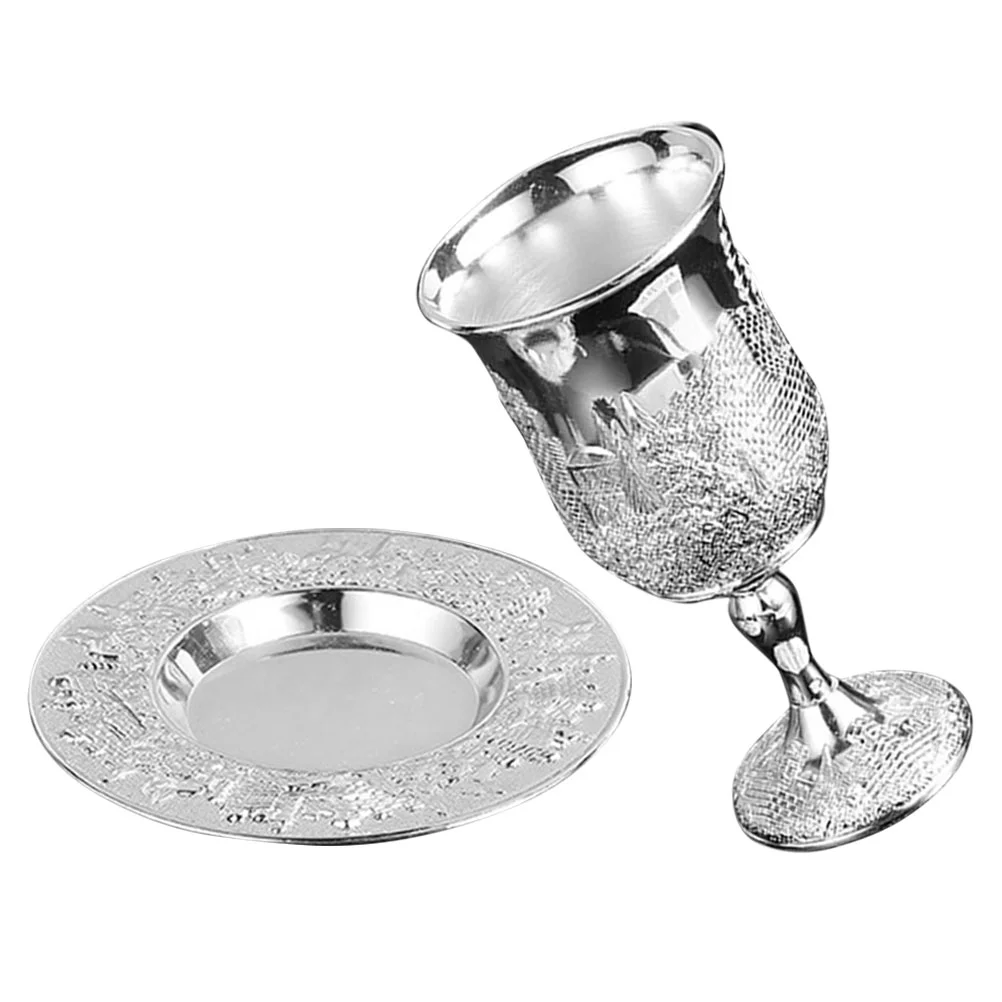 

Passover Cup Jewish Glass Gifts Shabbat Silver Zinc Alloy Red Decor